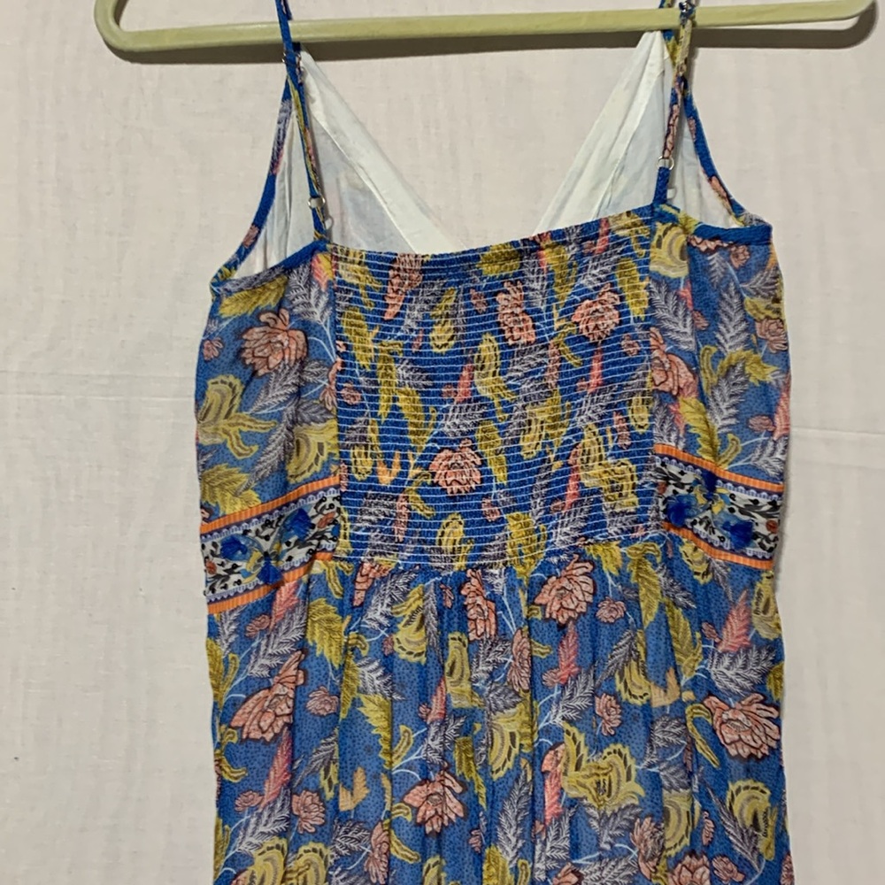 Anthropologie Blue Floral Maxi Dress with Pink and Yellow Accents - Picture 10 of 11